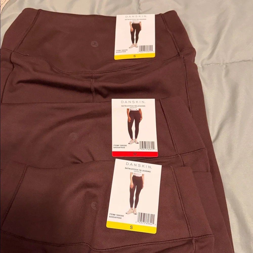 Danskin- deep burgundy-purple (sassafras)High-Waist Stretch Leggings - Picture 2 of 9